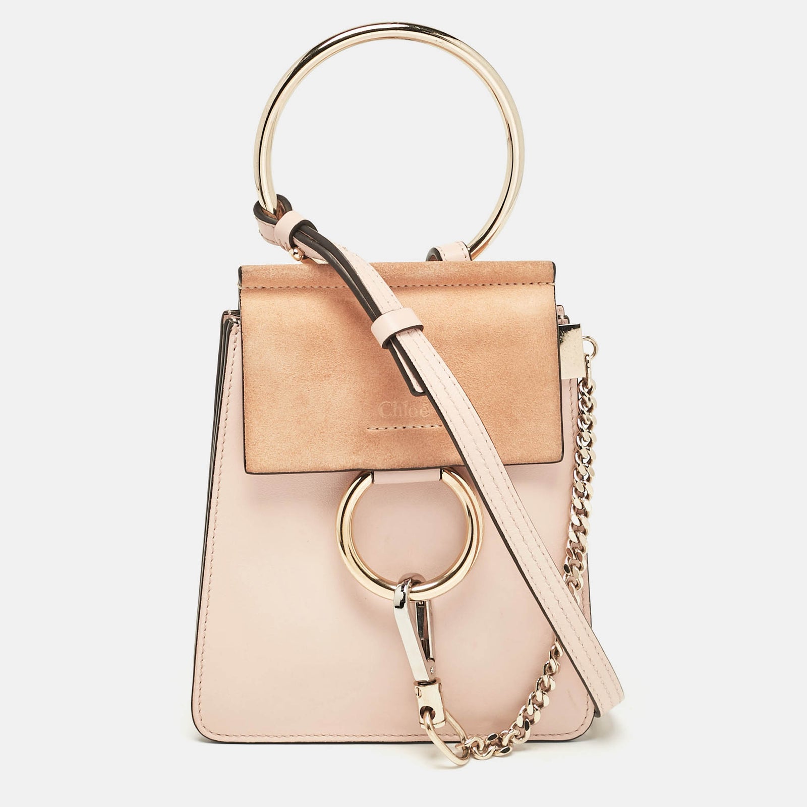 Chloe Peach Leather and Suede Mini Faye Crossbody Bag