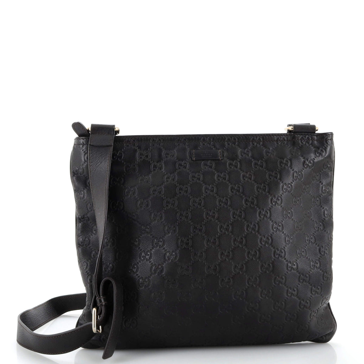 Gucci GUCCI Zip Top Messenger Bag Guccissima Leather Large