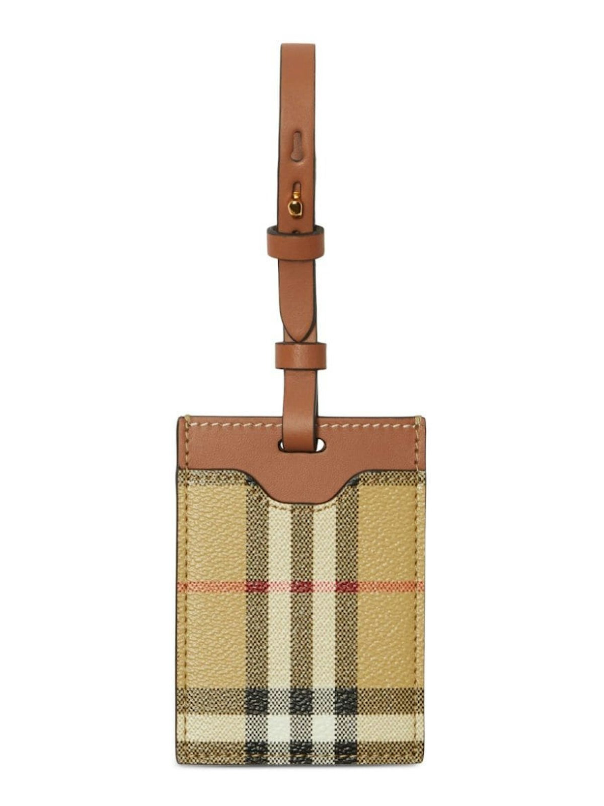 Burberry Women's Check Motif Leather Luggage Tag in Beige | Size UNI | 8073976A7026