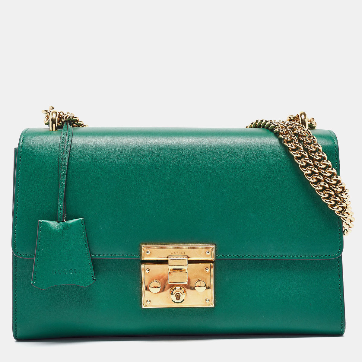 Gucci Green Leather Medium Padlock Shoulder Bag