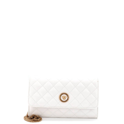 VERSACE Icon Wallet on Chain Quilted Leather