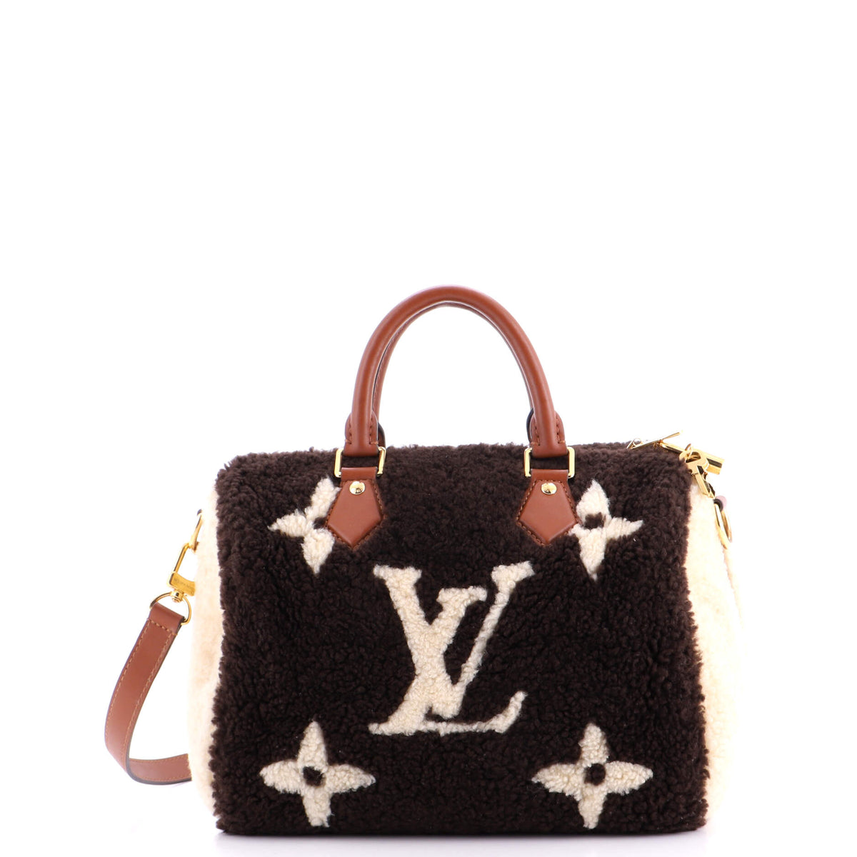 Louis Vuitton Speedy Bandouliere Bag Monogram Giant Teddy Fleece 25