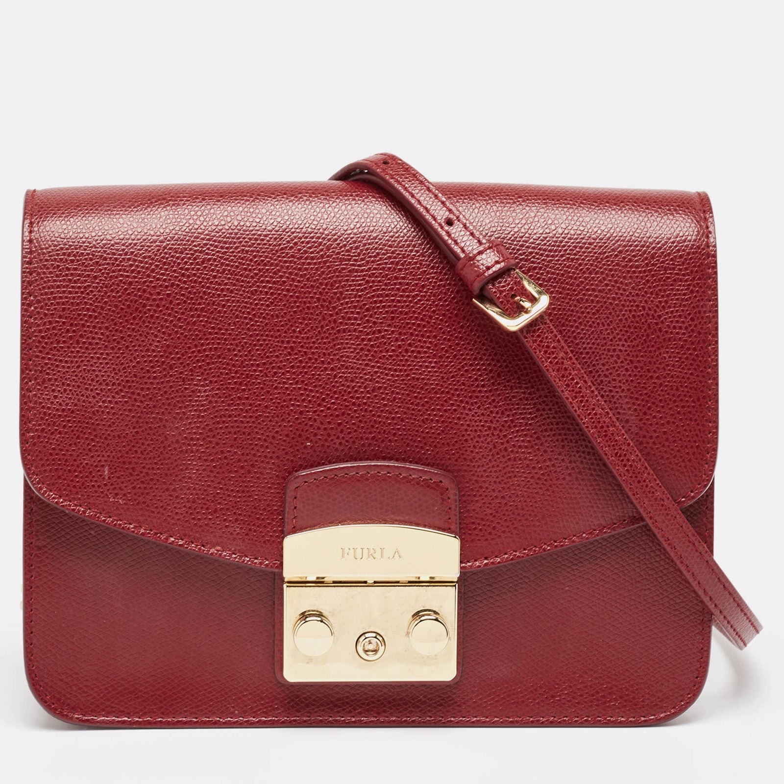 Furla Red Leather Metropolis Shoulder Bag