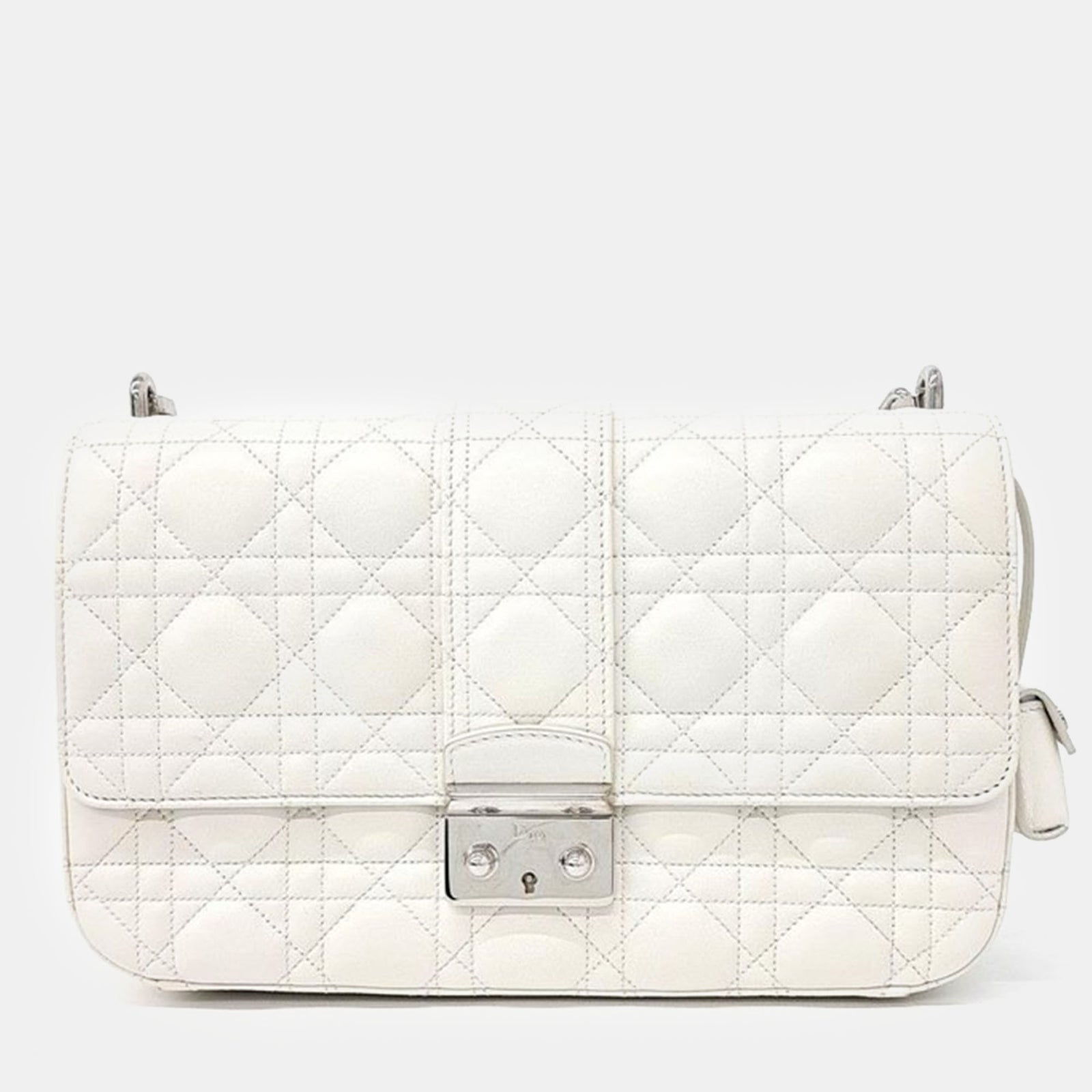 Dior White Cannage Leather Miss Medium Flap Bag