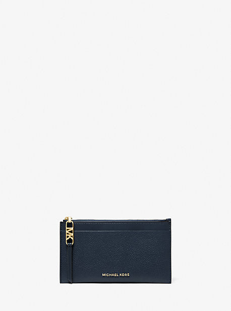 MK Empire Large Pebbled Leather Card Case - Blue - Michael Kors