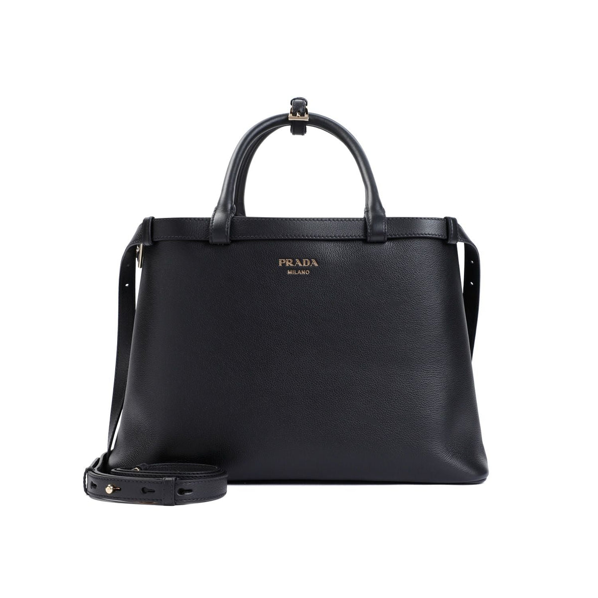 Prada Women's Buckle Leather Handbag in Black | Size UNICA | 1BA417VOOO2CYS