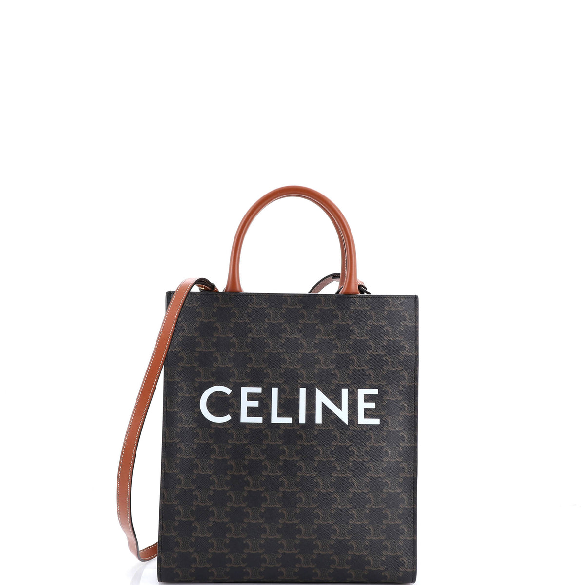 Celine CELINE Vertical Cabas Tote Triomphe Coated Canvas Small