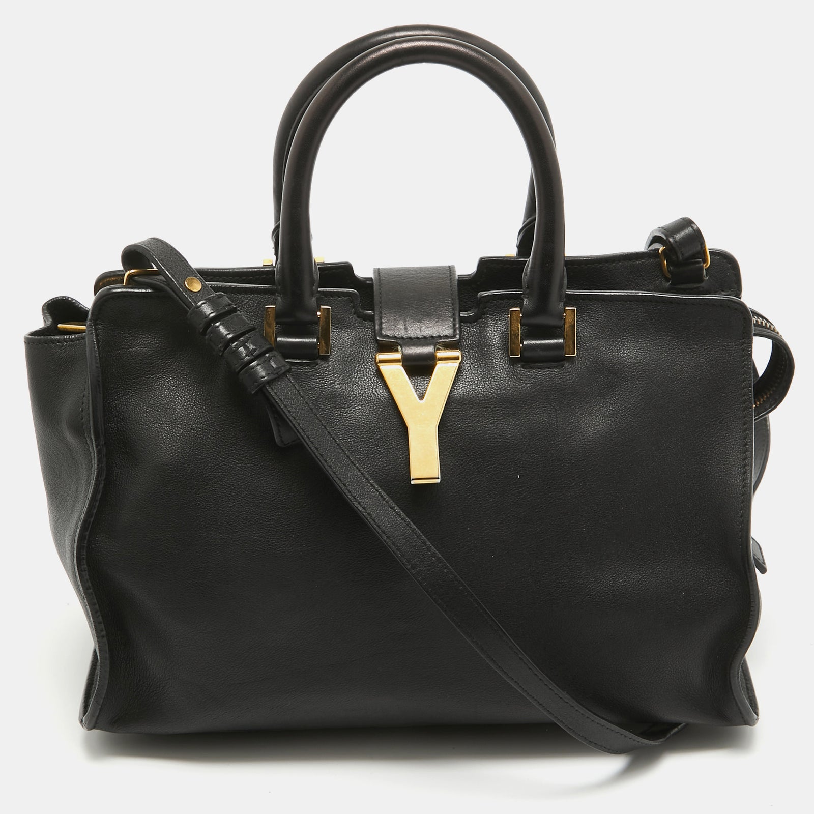 Saint Laurent Paris Saint Laurent Black Leather Small Cabas Chyc Tote