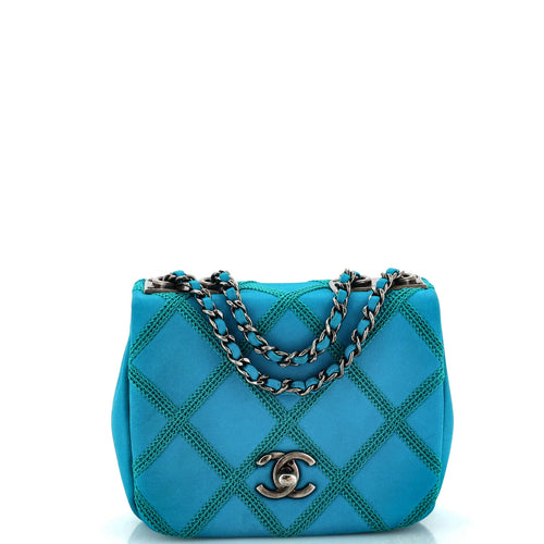 CHANEL Diamond Stitch Chain Flap Bag Quilted Nubuck Mini