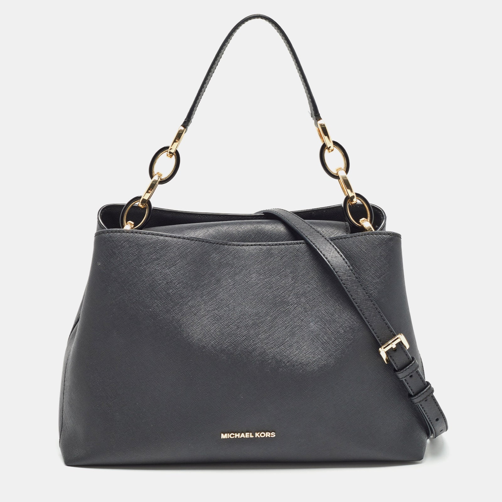 Michael Kors Black Saffiano Leather Portia Top Handle Bag