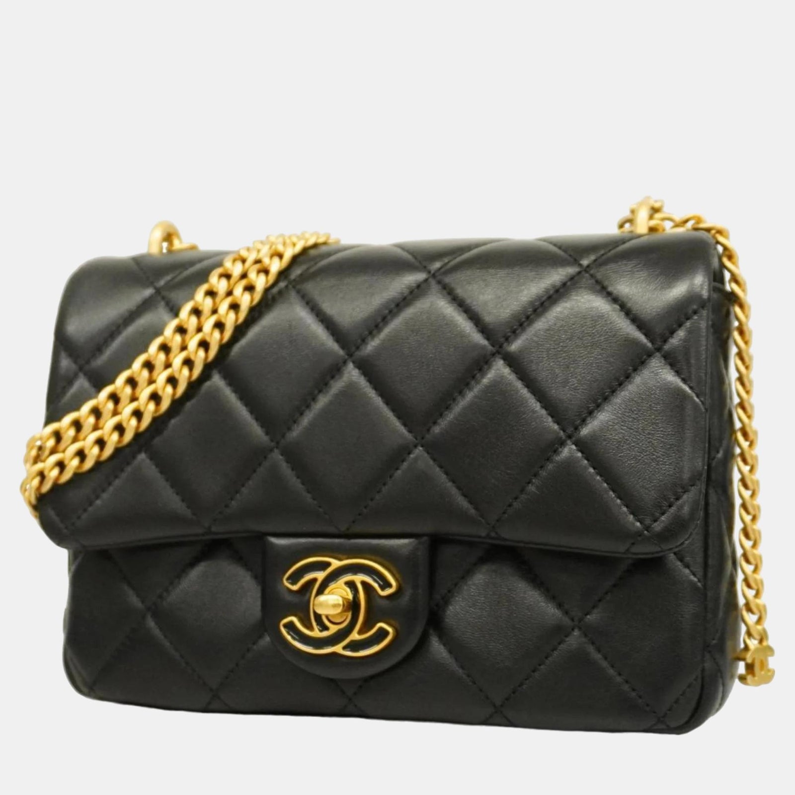 Chanel Schwarze Pending CC Flap Bag aus Lammleder