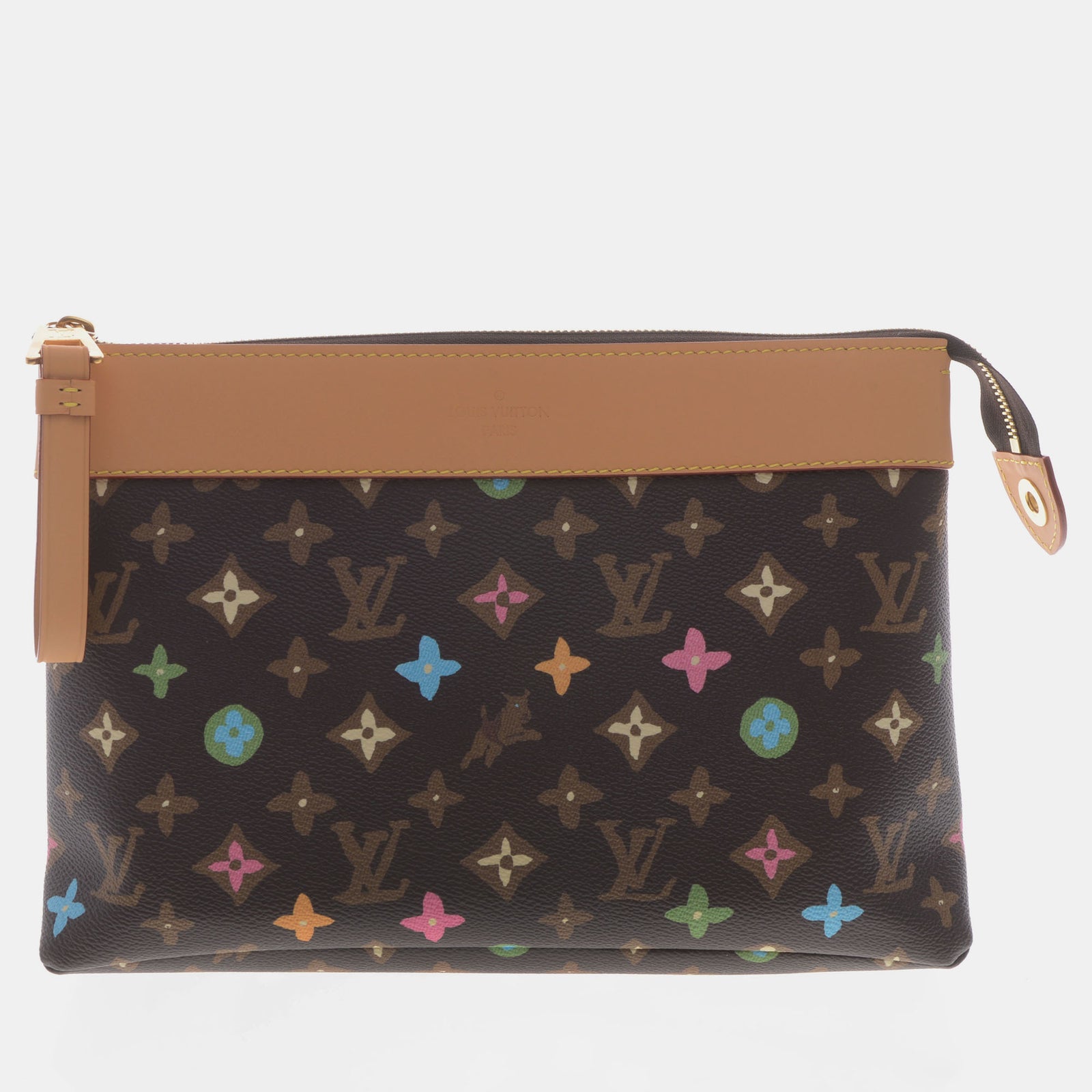 Louis Vuitton Braune und mehrfarbige Pochette Voyage Clutch