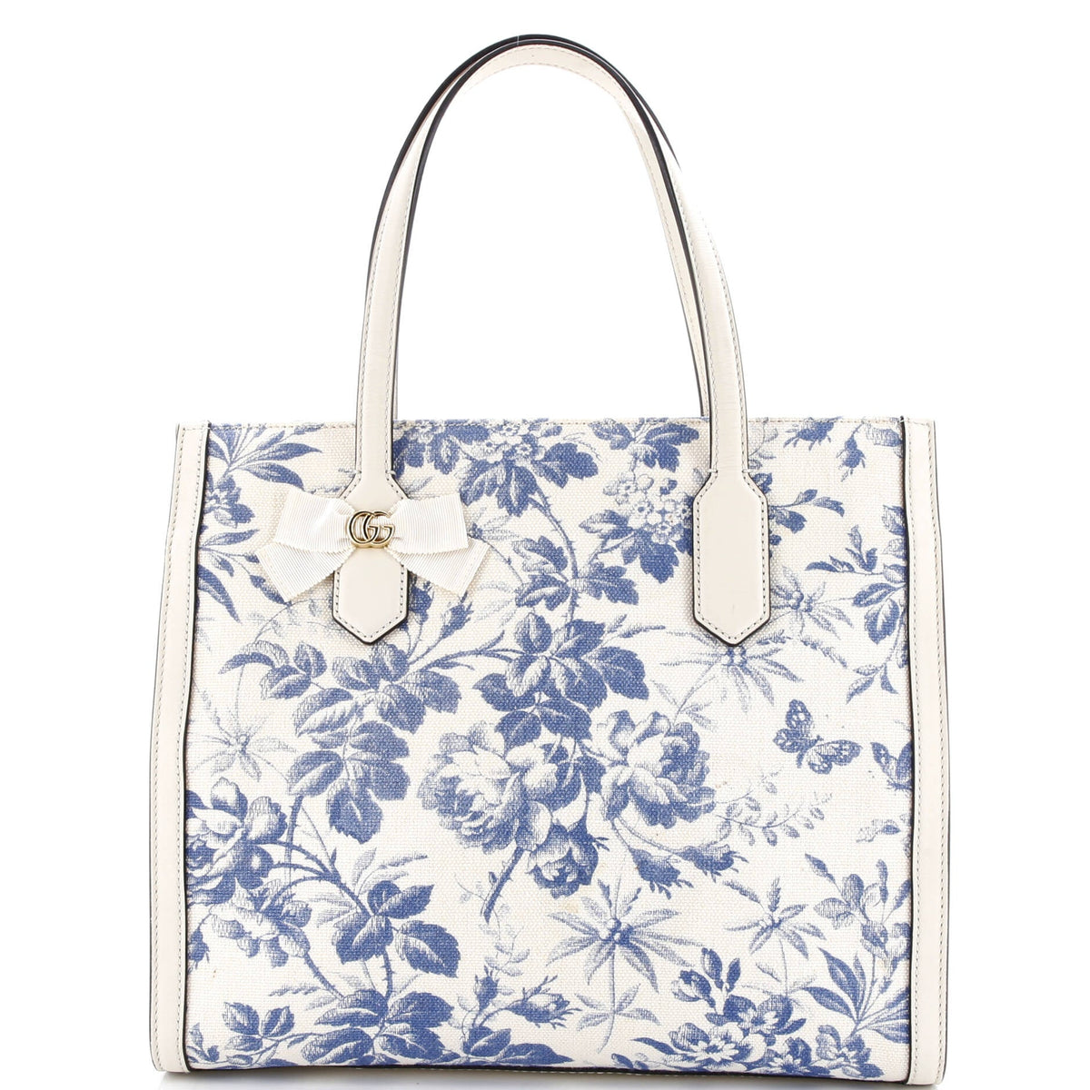 Gucci GUCCI GG Ribbon Tote Coated Printed Canvas Medium