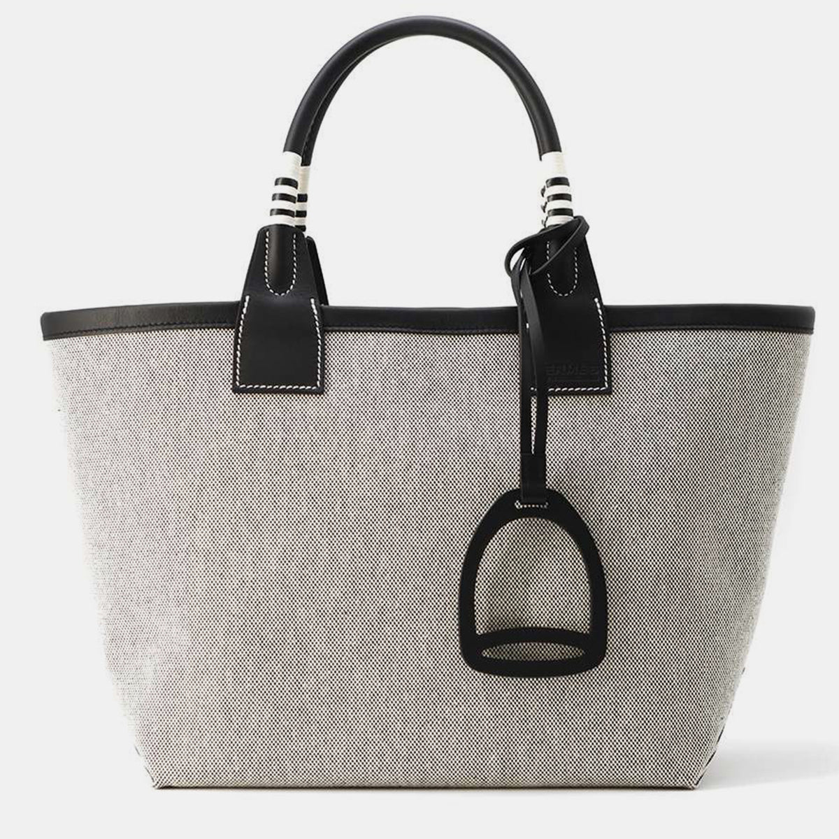 Hermès Black/Gray Toile H Swift Leather Steeple Bag 25