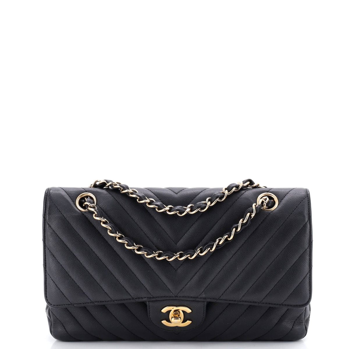 Chanel CHANEL Classic Double Flap Bag Chevron Caviar Medium