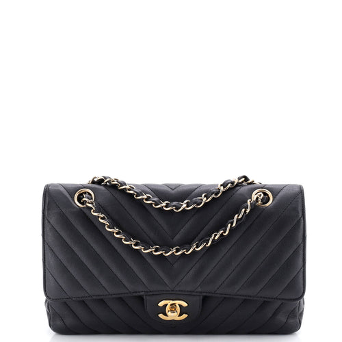CHANEL Classic Double Flap Bag Chevron Caviar Medium