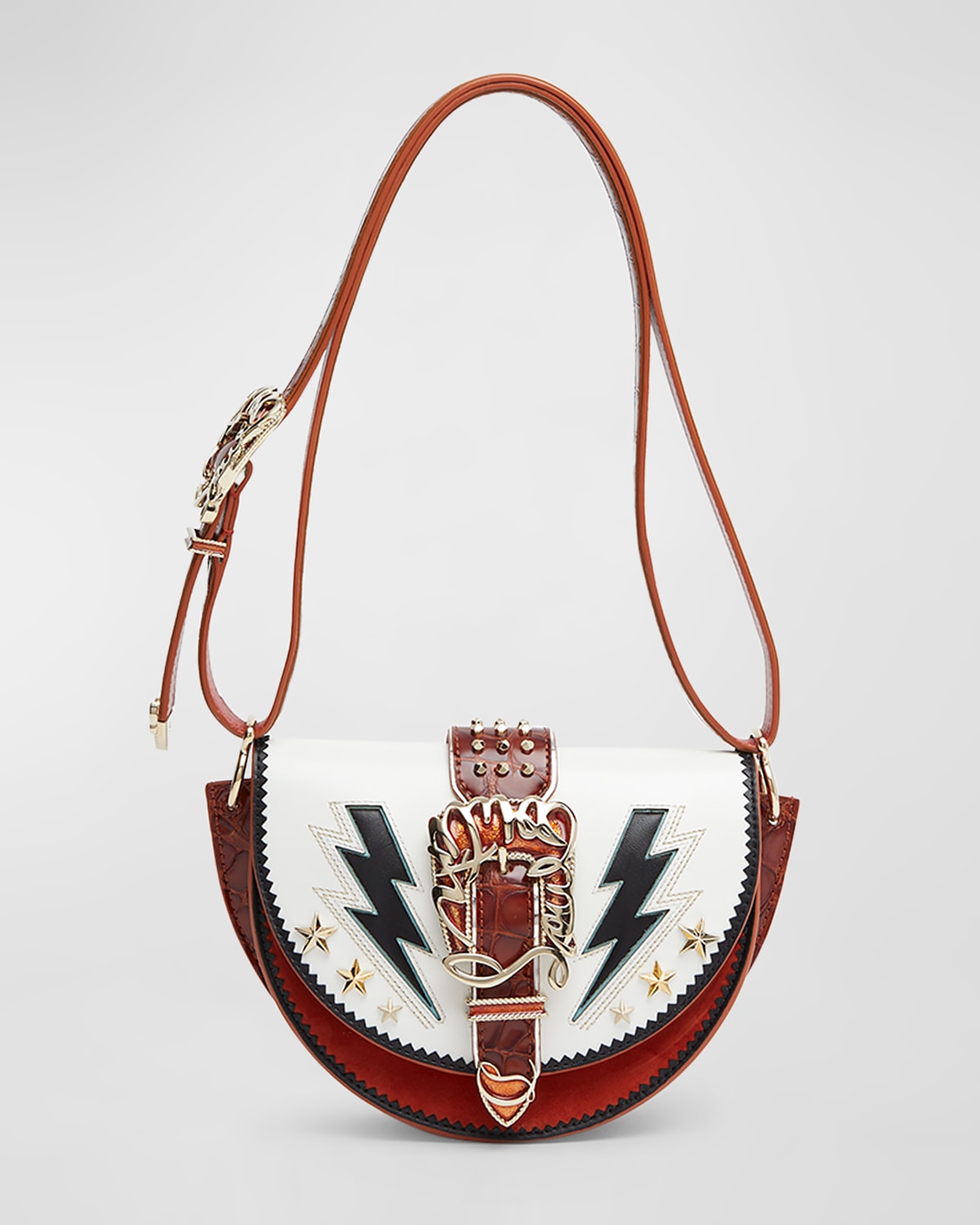 Christian Louboutin Giddy Buckle Mix Leather Crossbody Bag