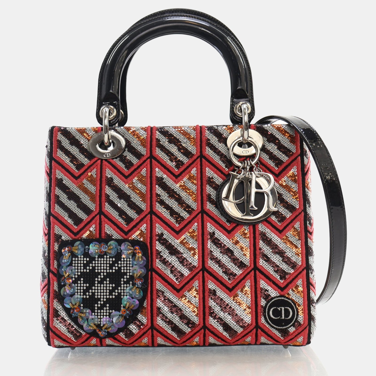 Dior Multicolor Leather and Sequin Medium Lady Tote Bag