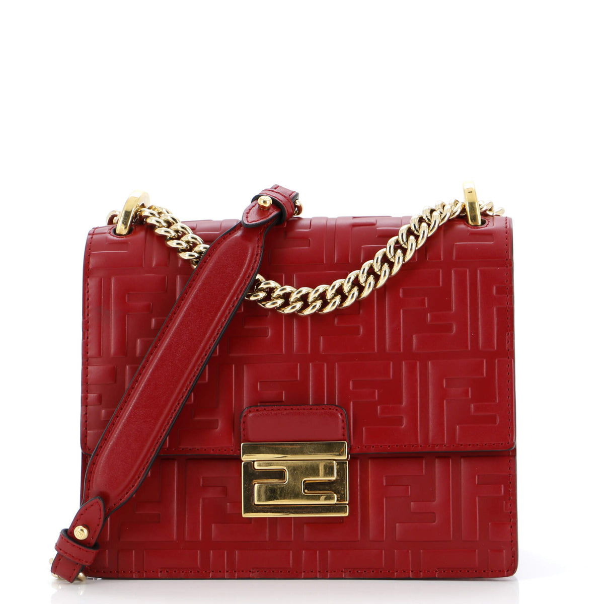 Fendi FENDI Kan U Shoulder Bag Zucca Embossed Leather Small