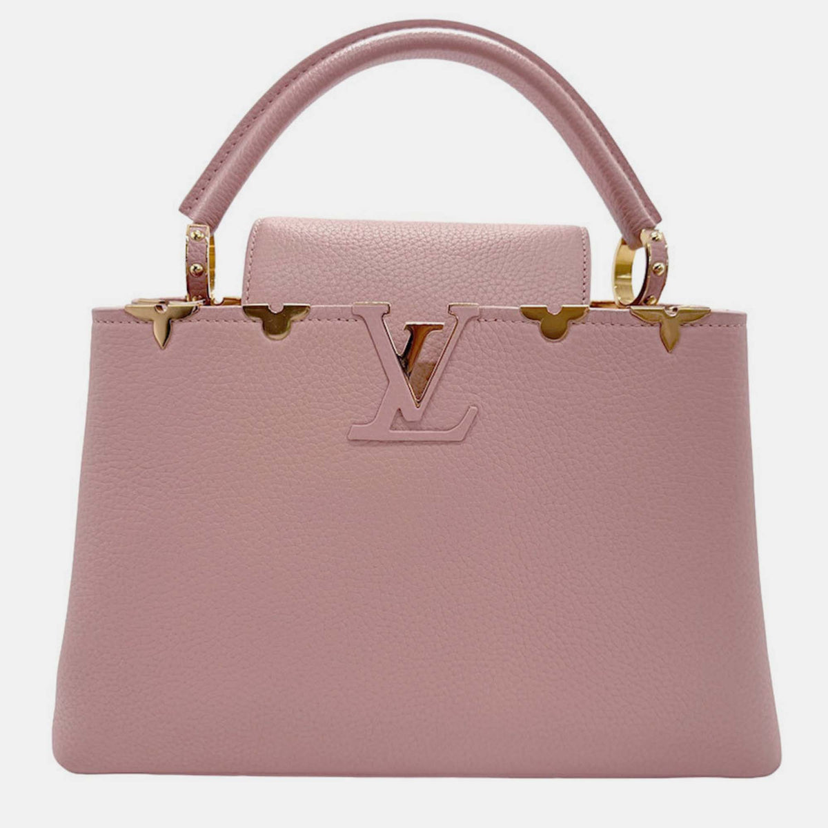 Louis Vuitton Pink Leather Flower Crown Capucines PM Top Handle Bag