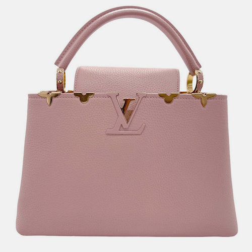 Pink Leather Flower Crown Capucines PM Top Handle Bag