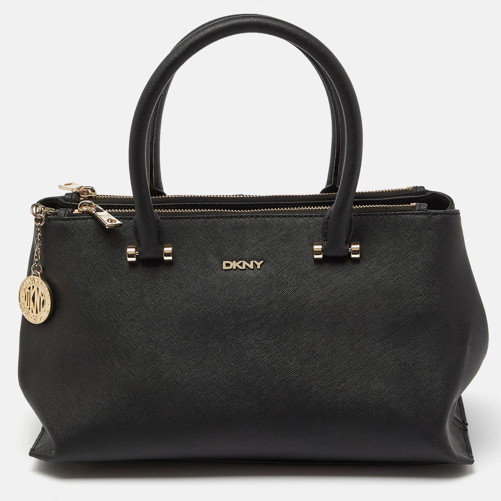 DKNY DKNY Black Saffiano Leather Bryant Park Zip Tote