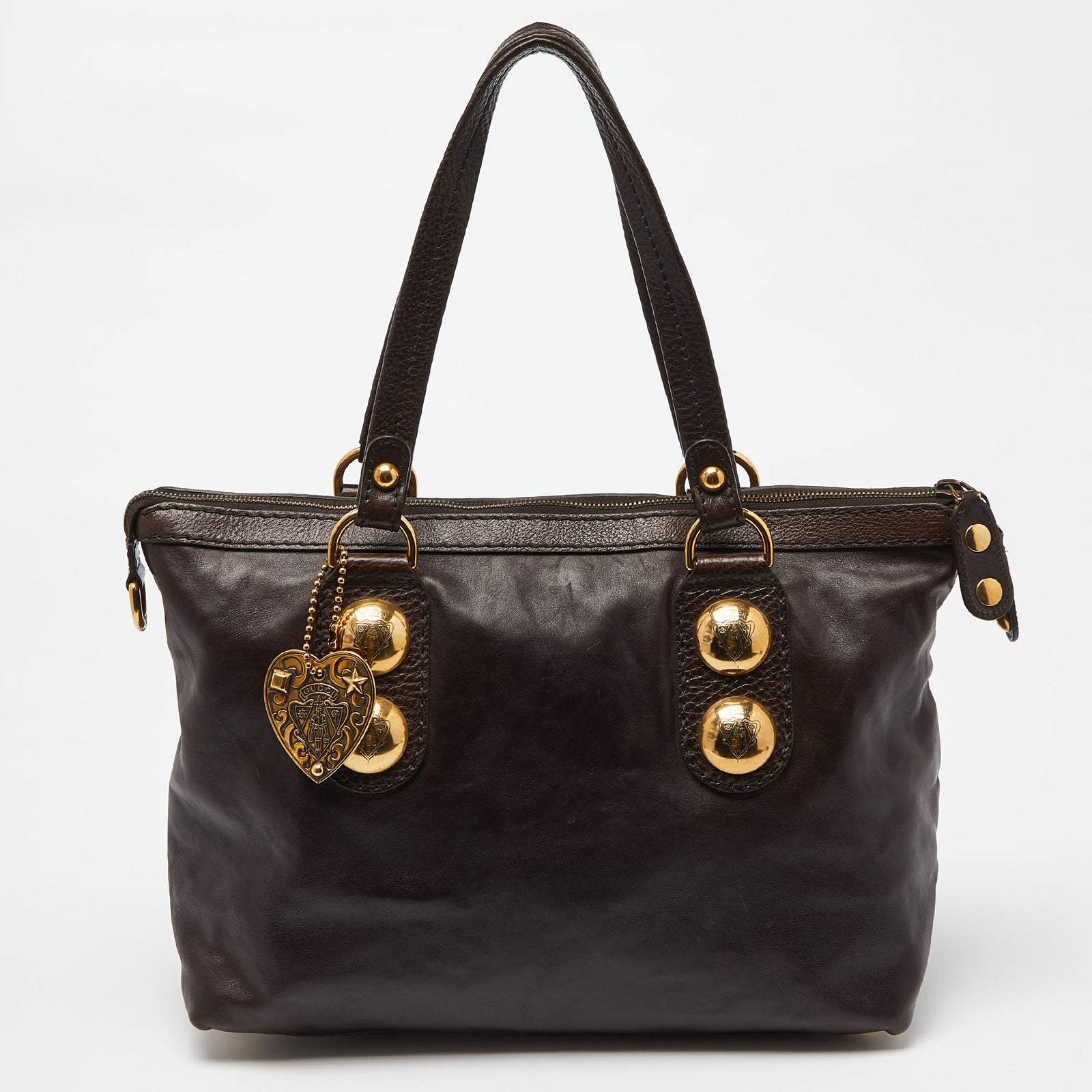 Gucci Dark Brown Leather Babouska Tote