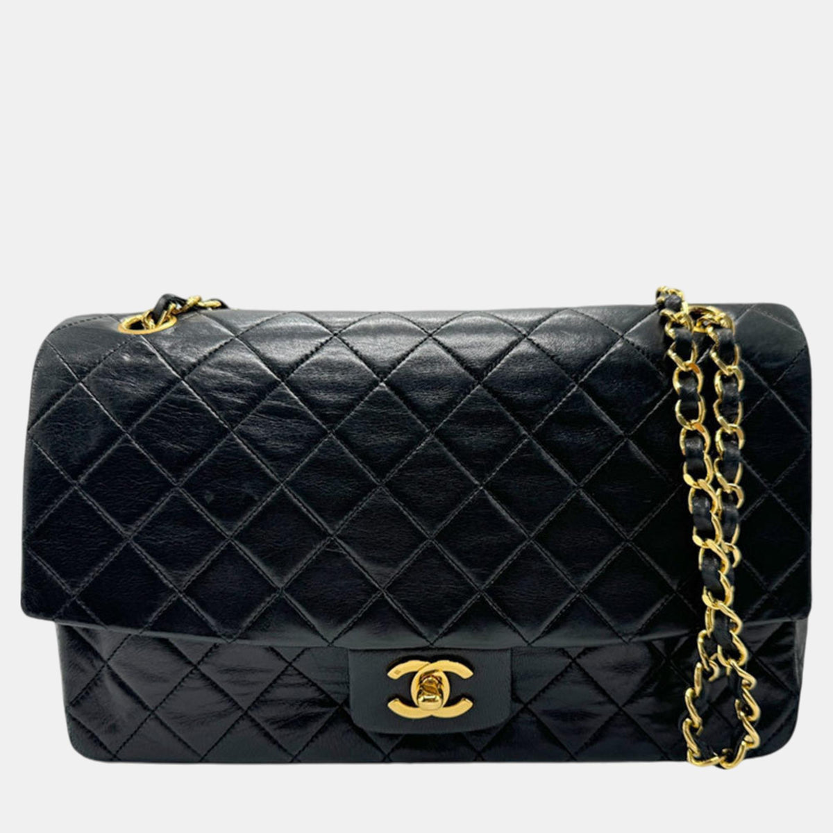 Chanel Black Gold Lambskin Shoulder Bag