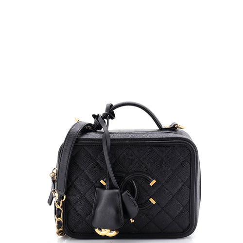 CHANEL Filigree Vanity Case Quilted Caviar Medium