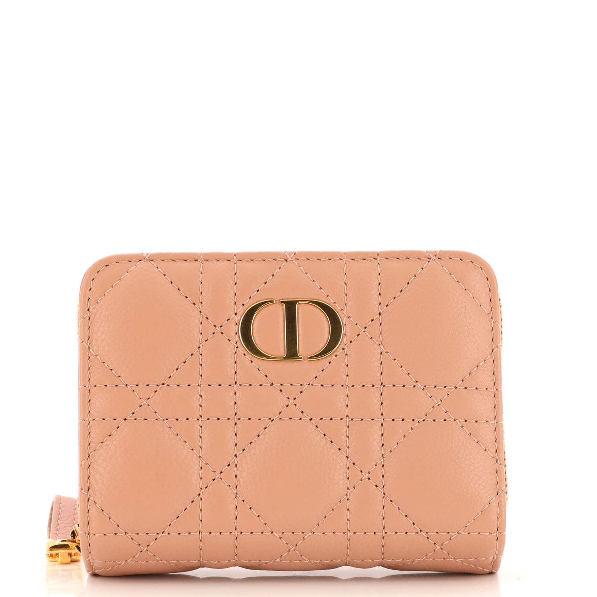 Christian Dior Caro Zipped Wallet Cannage Quilt Grained Calfskin Compact