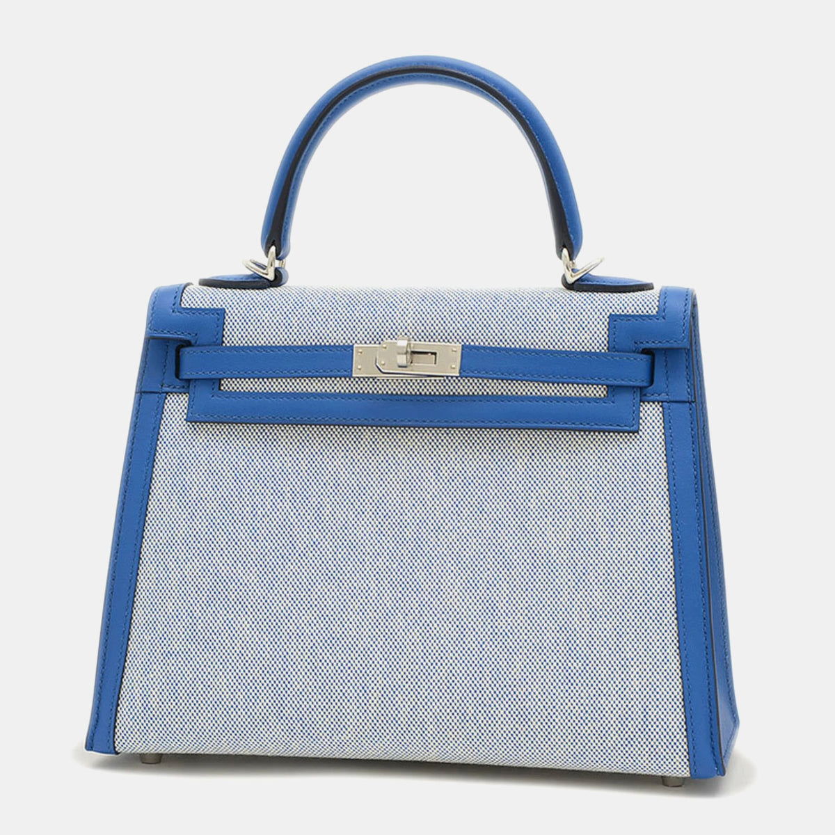 Hermès Blue France Ecru Toile Swift Kelly 25 Handbag