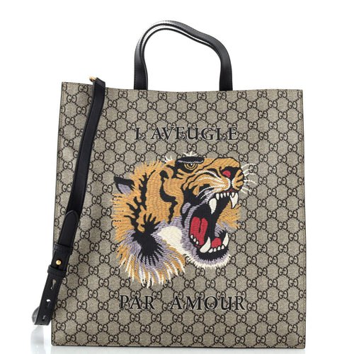 GUCCI Convertible Soft Open Tote Printed GG Coated Canvas Tall