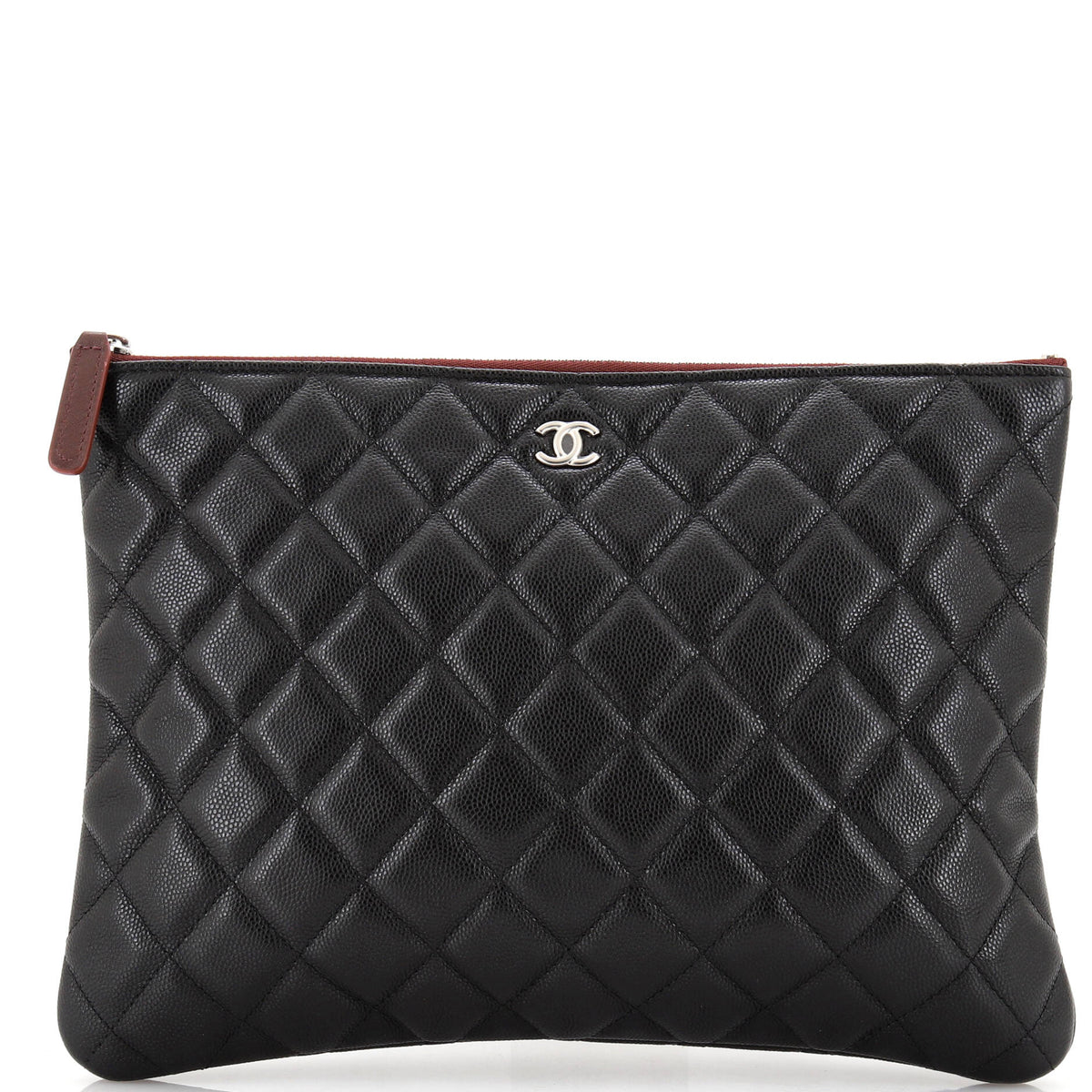 Chanel CHANEL O Case Clutch Quilted Caviar Medium