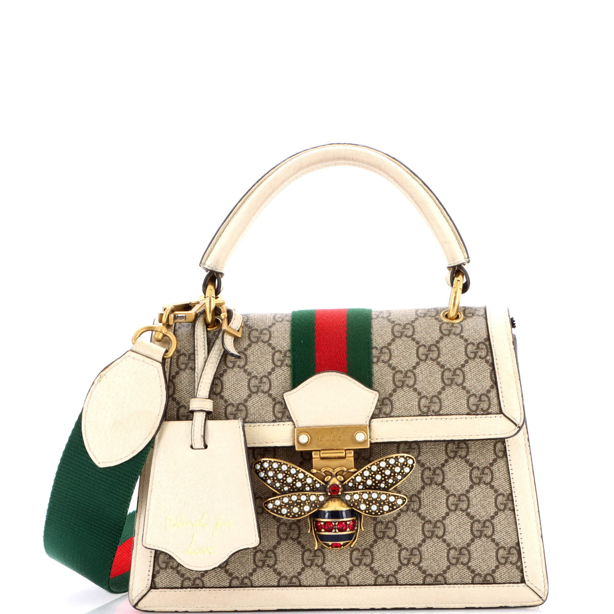 Gucci GUCCI Queen Margaret Top Handle Bag GG Coated Canvas with Leather Small
