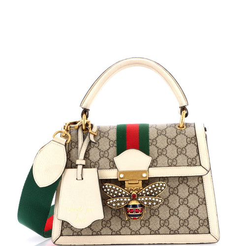 GUCCI Queen Margaret Top Handle Bag GG Coated Canvas with Leather Small