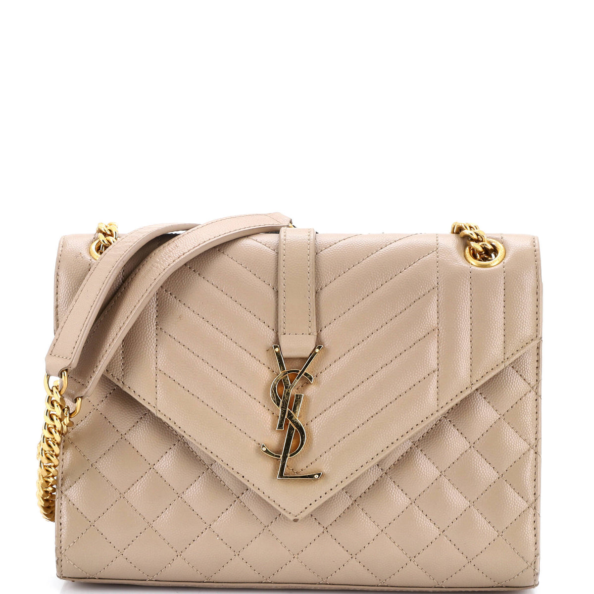 Saint Laurent Classic Monogram Envelope Satchel Mixed Matelasse Leather Medium