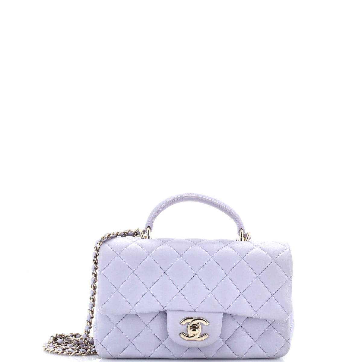 Chanel CHANEL Classic Single Flap Top Handle Bag Quilted Lambskin Mini