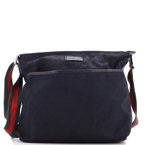GUCCI Front Pocket Web Messenger GG Canvas Medium
