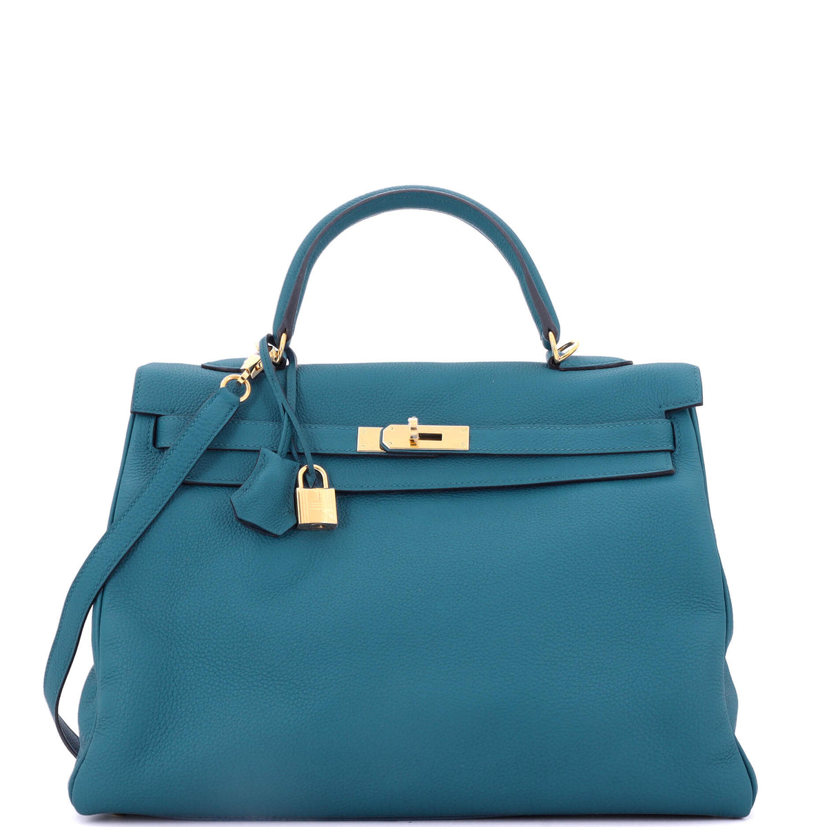 Herm?s Kelly Handbag Cobalt Togo with Gold Hardware 35