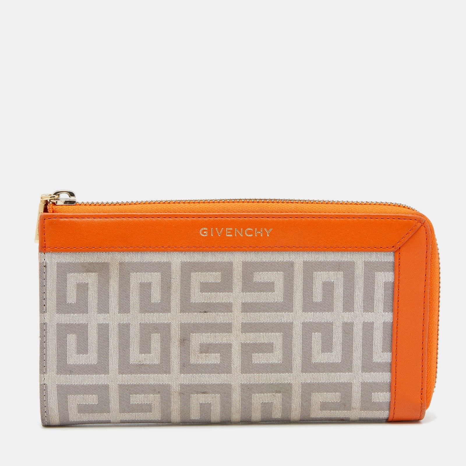 Givenchy Orange/Grey Signature Canvas And Leather Wallet