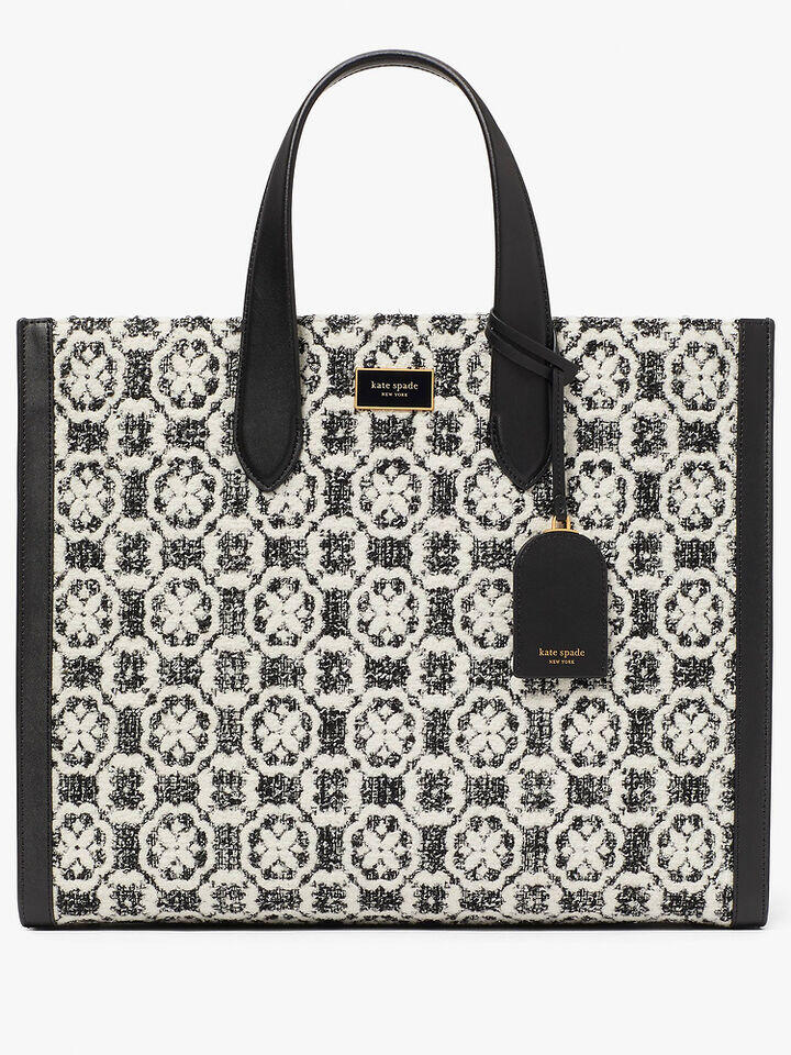 Kate Spade Au Manhattan Spade Flower Monogram Tweed Large Tote