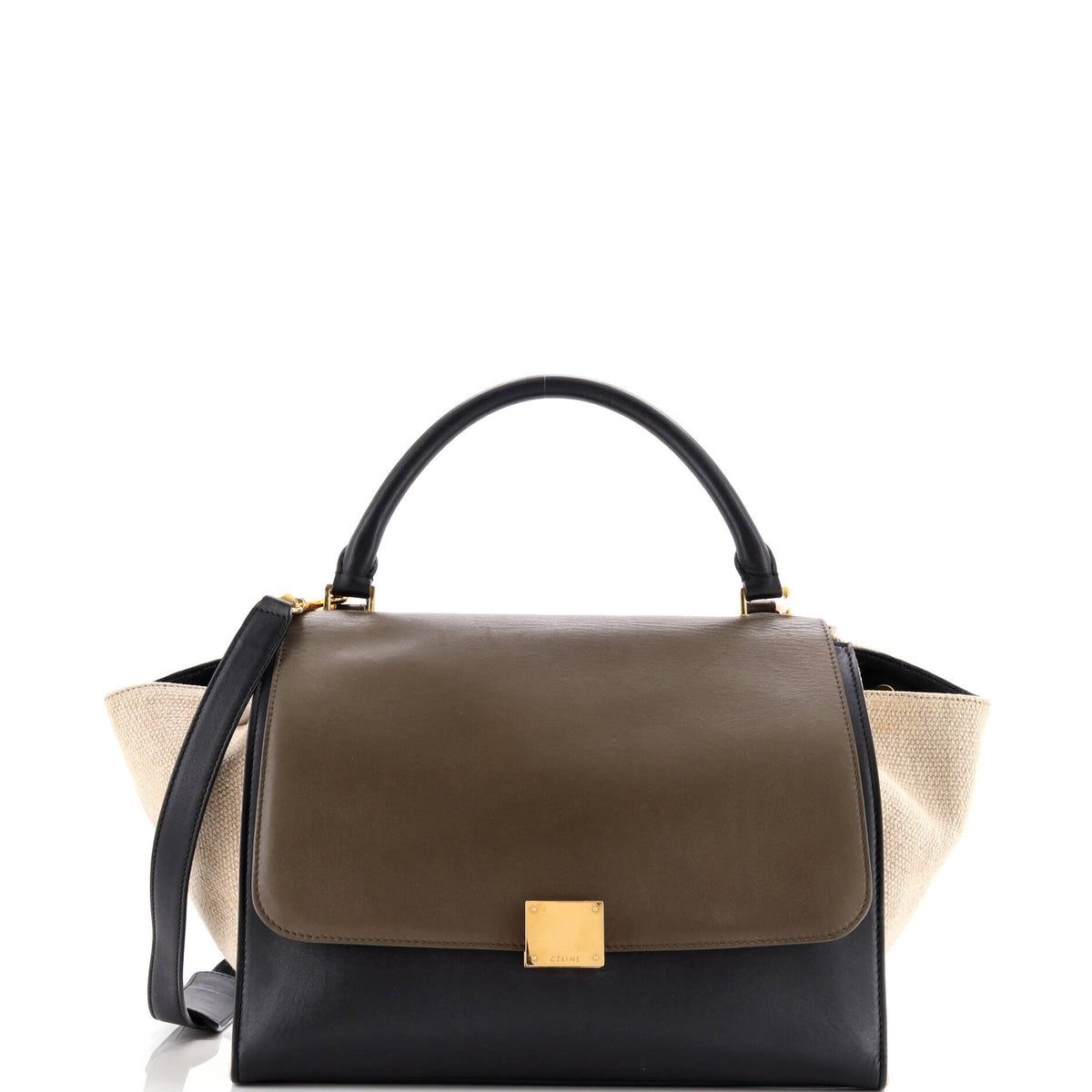 Celine CELINE Trapeze Bag Leather with Canvas Medium