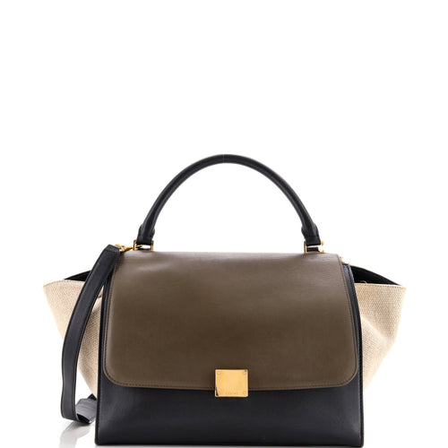 CELINE Trapeze Bag Leather with Canvas Medium