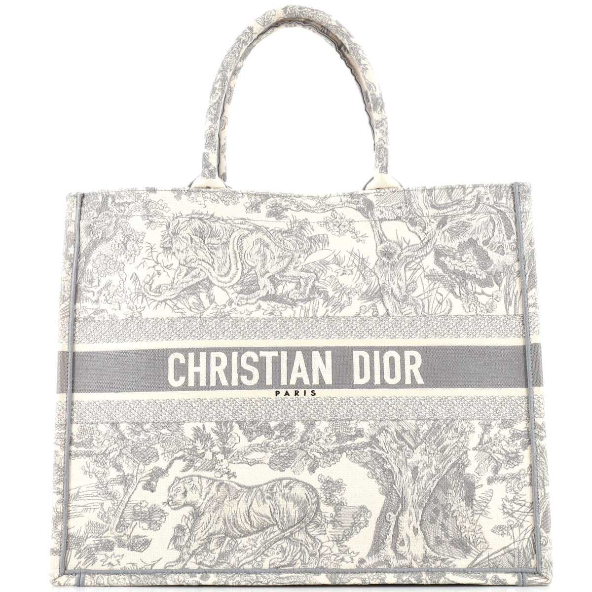 Christian Dior Book Tote Embroidered Canvas Large