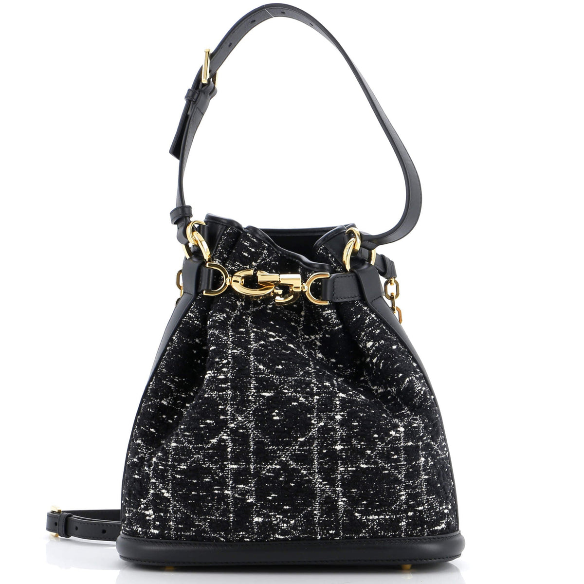 Christian Dior C'est Bucket Bag Cannage Quilt Tweed Medium