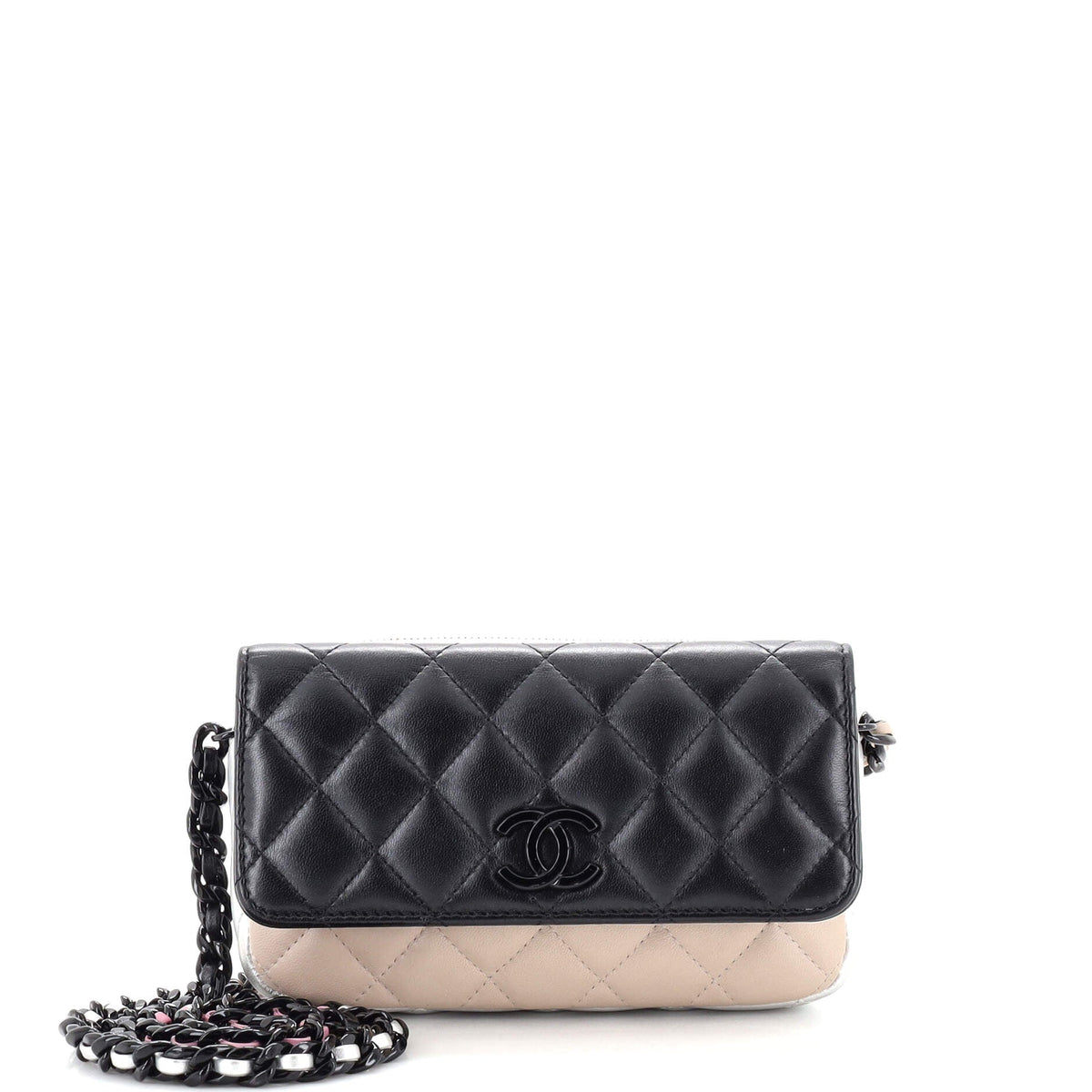 Chanel CHANEL Classic Flap Phone Holder with Resin Chain Quilted Lambskin