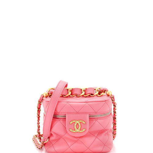 CHANEL Chain Bar Vanity Case with Chain Quilted Calfskin Small
