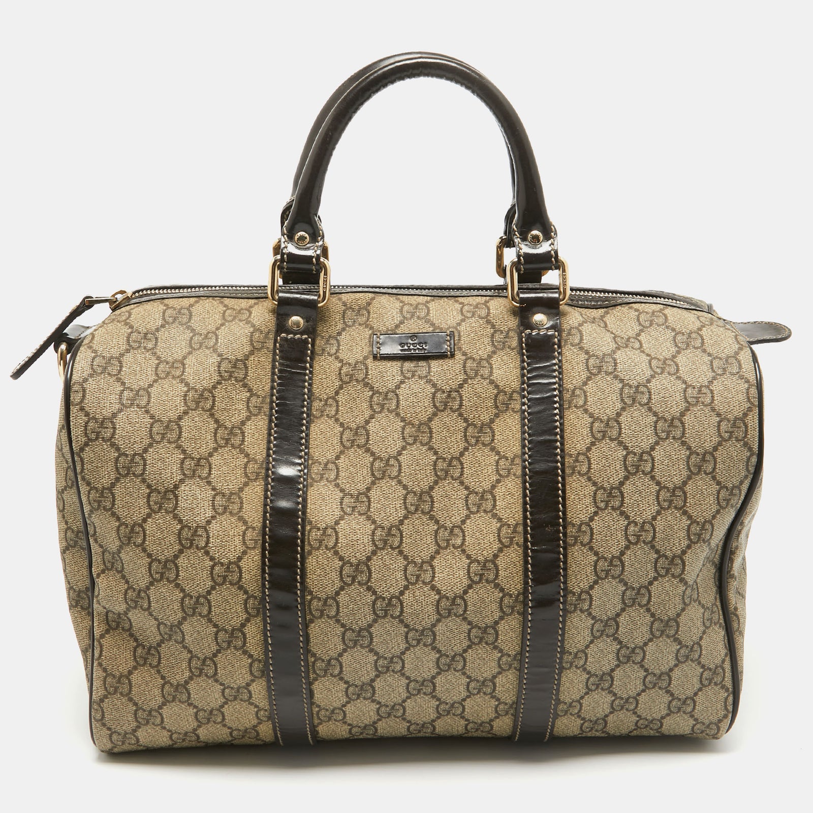 Gucci Sac Boston Joy taille moyenne en toile suprême GG marron foncé/beige