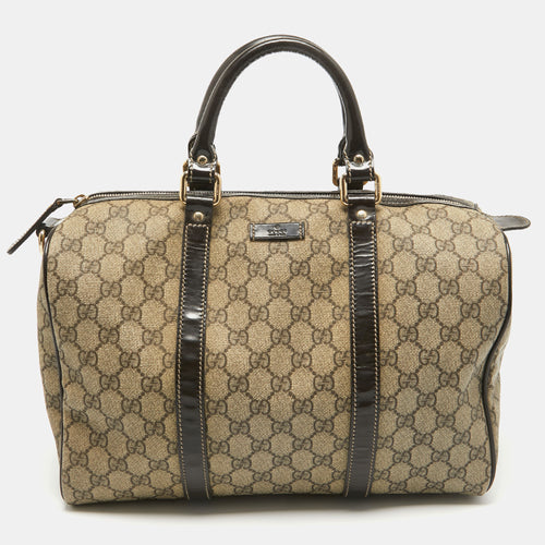 Dark Brown/BeigeGG Supreme Canvas Medium Joy Boston Bag