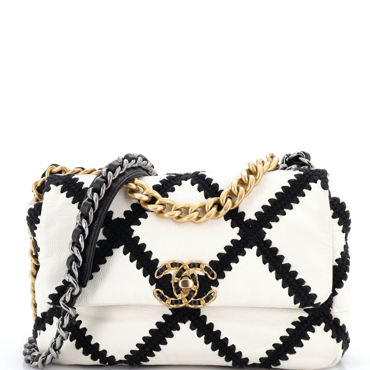Chanel CHANEL 19 Flap Bag Crochet Quilted Calfskin Medium